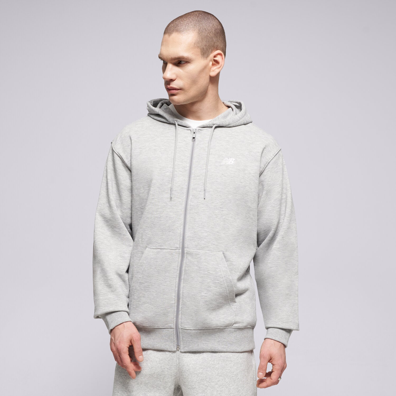 Bluza męska NEW BALANCE BLUZA ROZPINANA SPORT ESSENTIALS LOGO FRENCH TER MJ41501AG SZARY