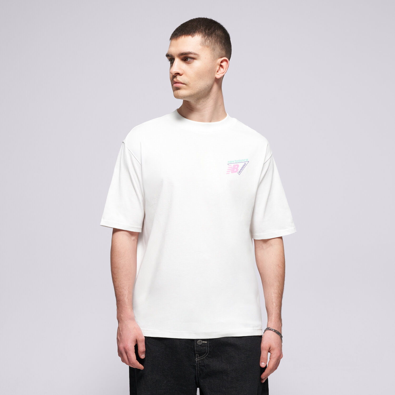 Koszulka, t-shirt sportowy męski NEW BALANCE T-SHIRT CLASSIC TRI-LOGO HEAT MAP MT61V4ZGWT BIAŁY