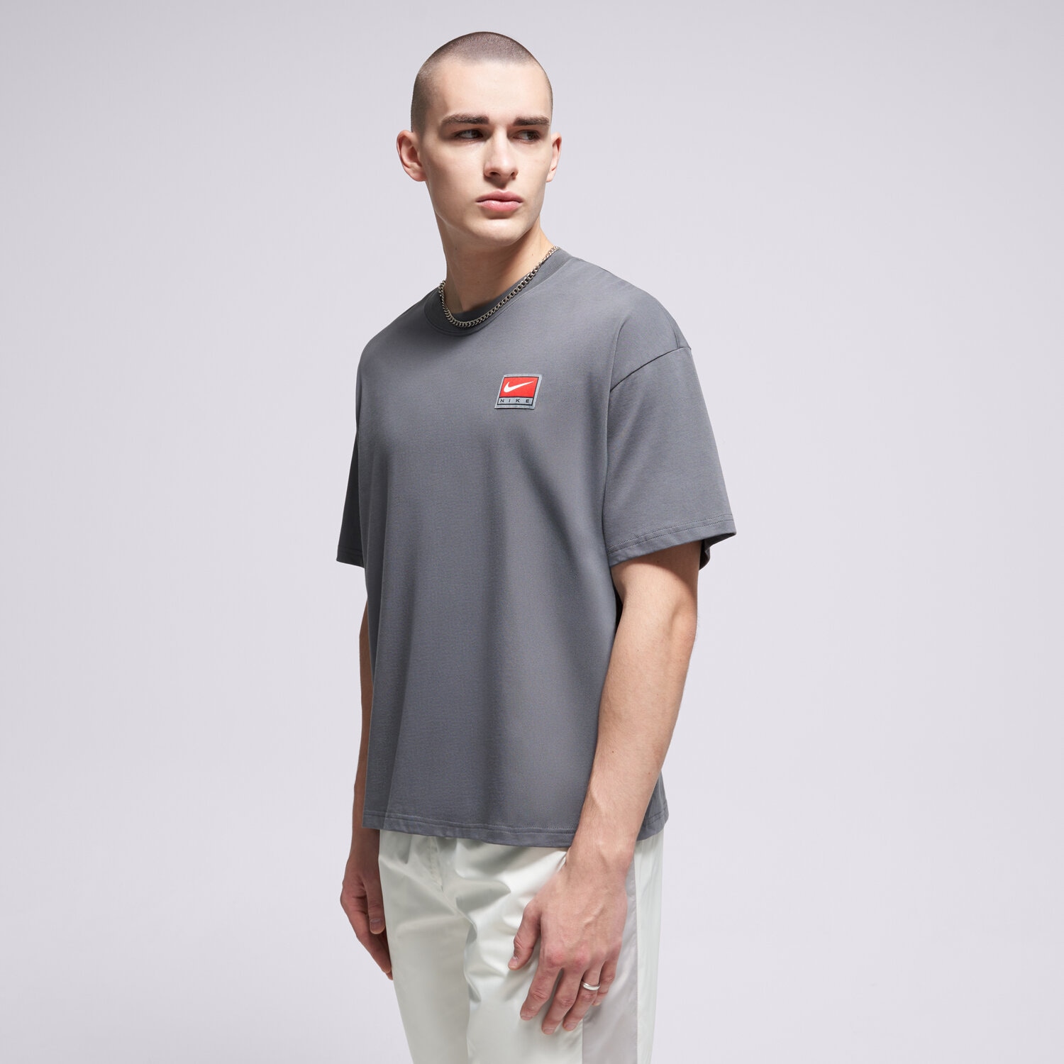 Koszulka, t-shirt sportowy męski NIKE T-SHIRT M NL SS BOXY KNIT TOP II4379-068 SZARY