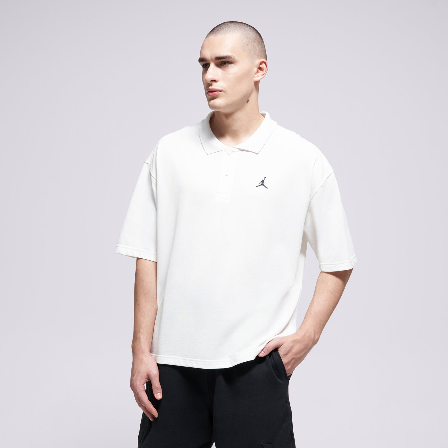 Koszulka, t-shirt sportowy męski JORDAN POLO M J BRK POLO TOP IB1041-100 BIAŁY