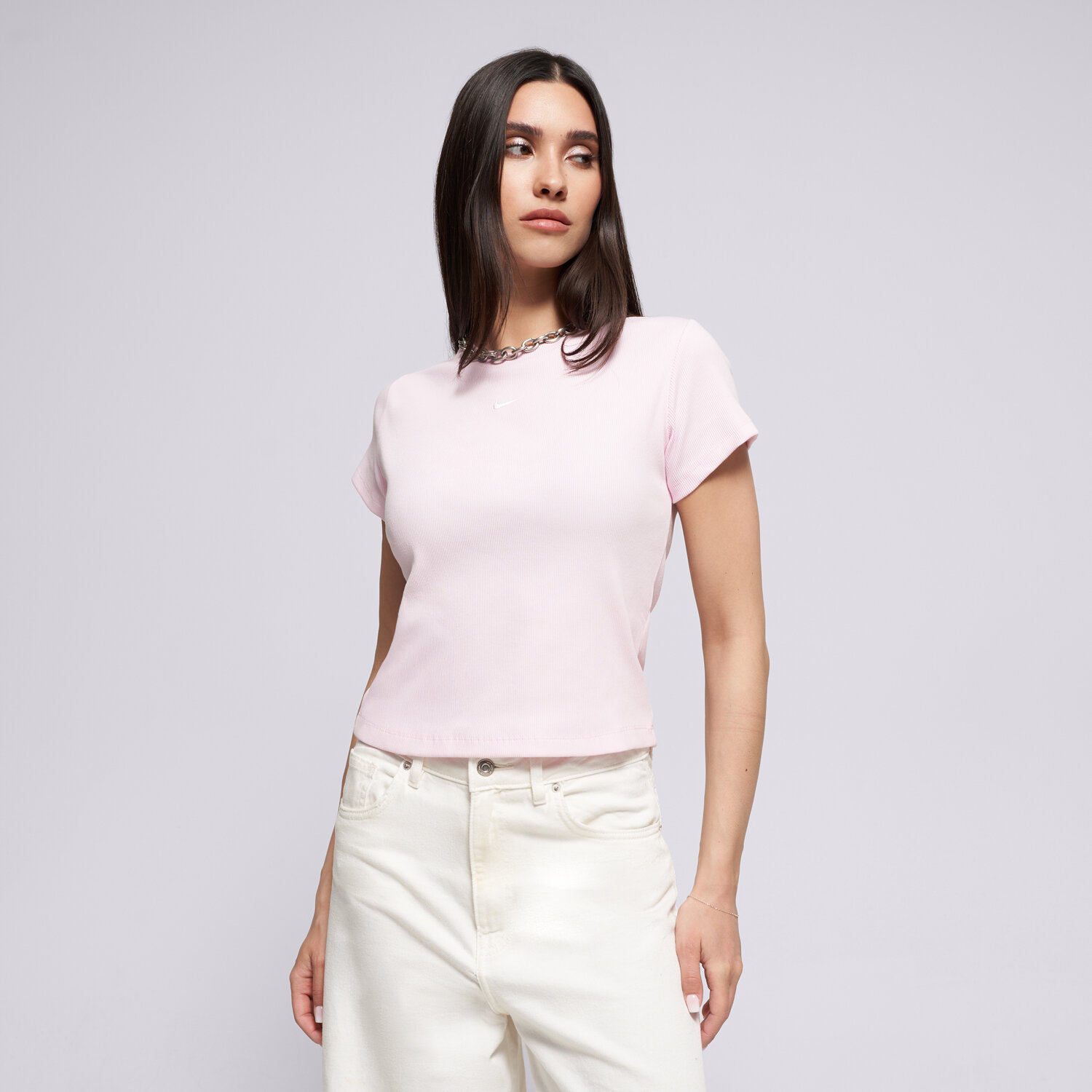 Koszulka, t-shirt damski NIKE T-SHIRT W NSW RIB TGHT SS TEE HV4994-663 RÓŻOWY