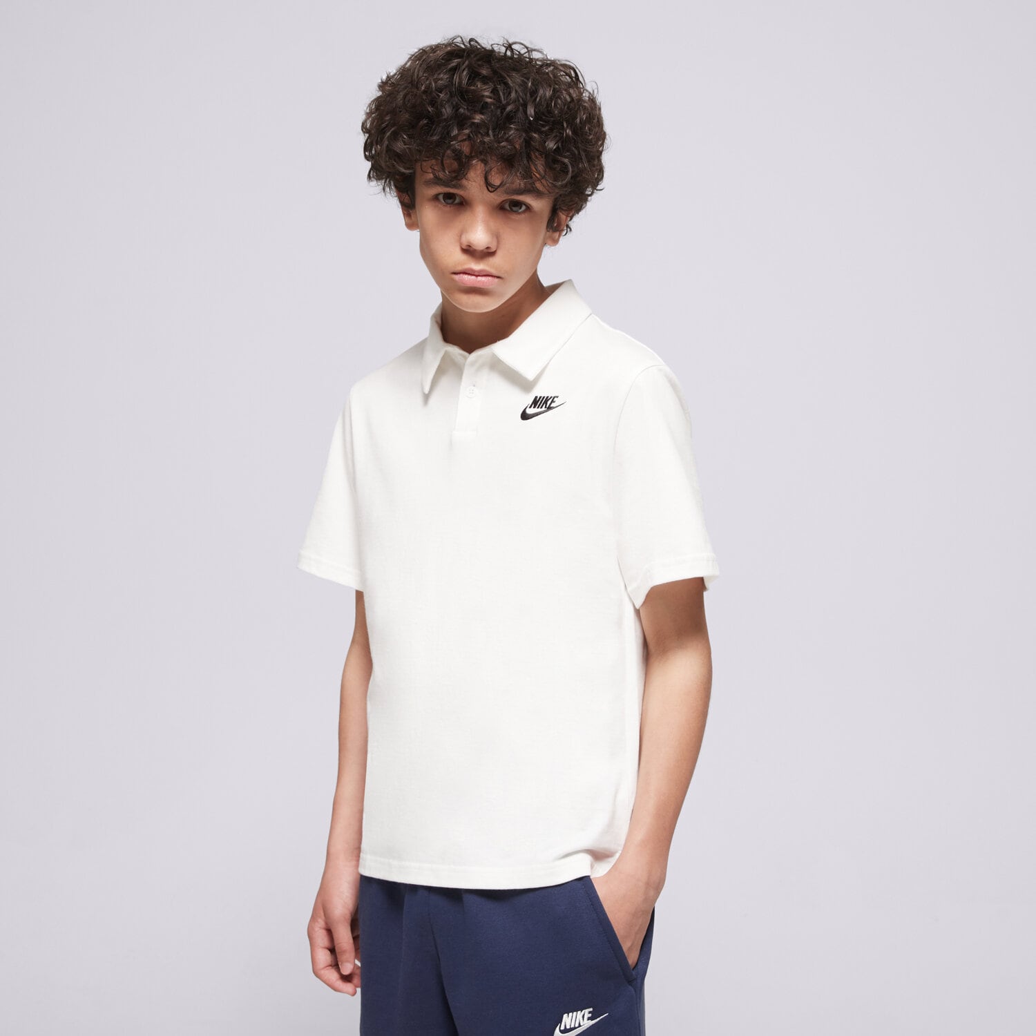 Koszulka, t-shirt dla dzieci NIKE POLO K NSW CLUB KNIT SS POLO LBR BOY IF2841-100 BIAŁY
