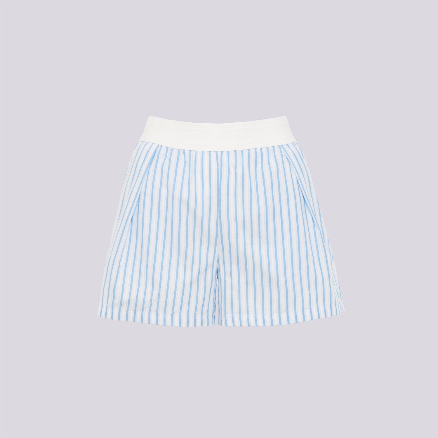 Krótkie spodenki, szorty damskie NIKE SZORTY W NSW OFFLN WVN PPLN STRP SHRT II4230-435 NIEBIESKI