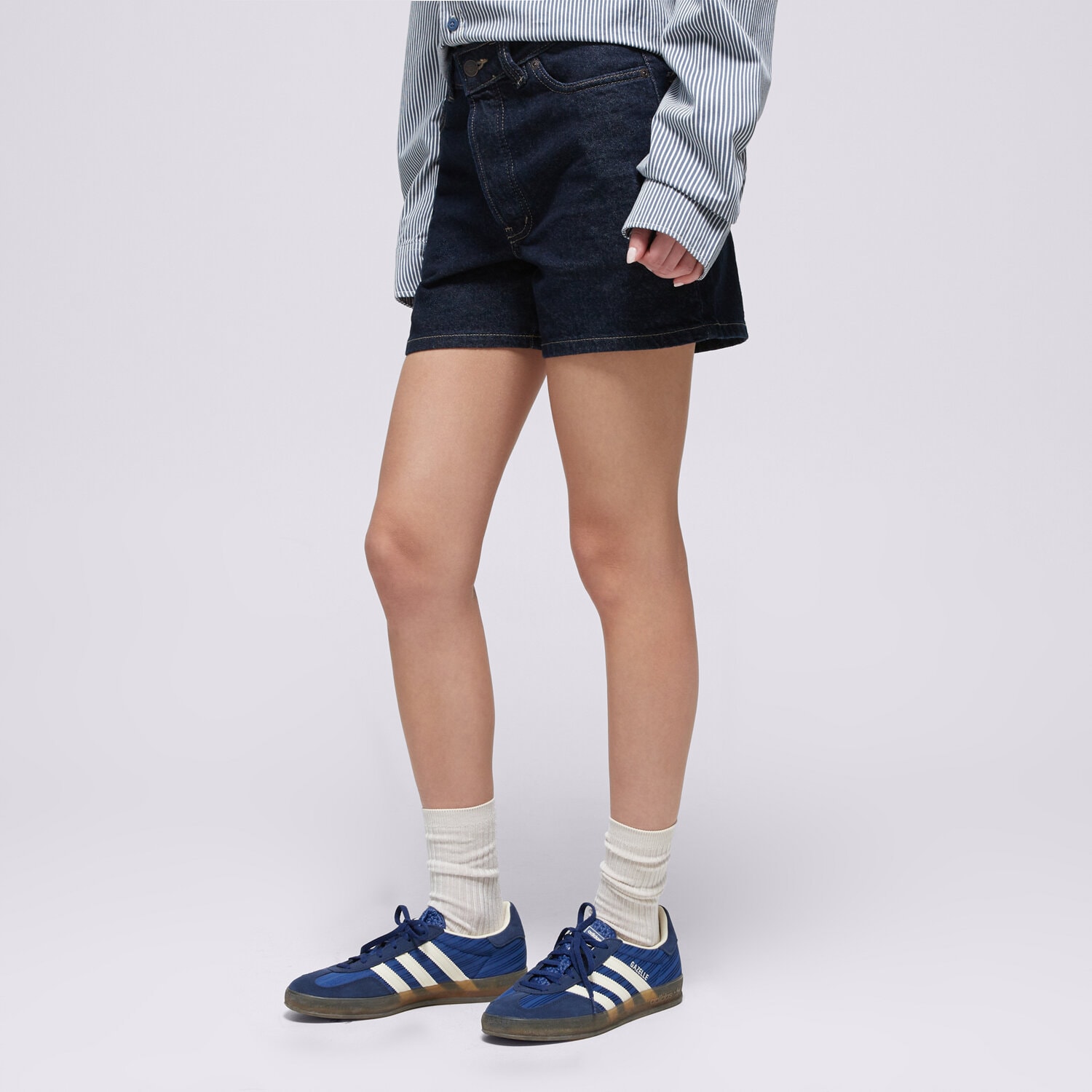 Krótkie spodenki, szorty damskie DICKIES SZORTY HIGH WAIST JEAN SHORTS W 5 INCH DK0A88QVRIN1 GRANATOWY