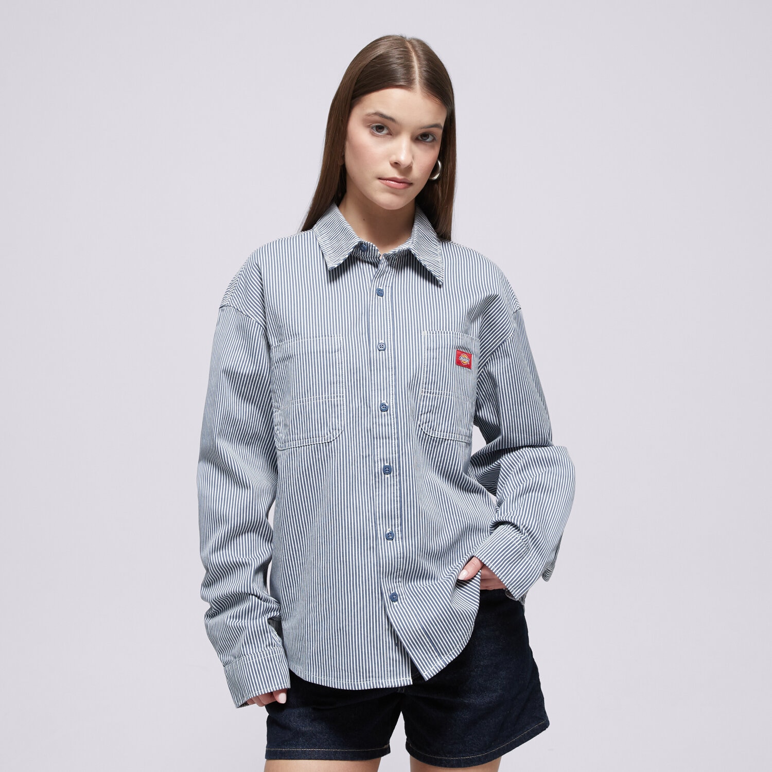 Koszulka, t-shirt damski DICKIES HICKORY WORK SHIRT LS DK0A889SRI21 NIEBIESKI