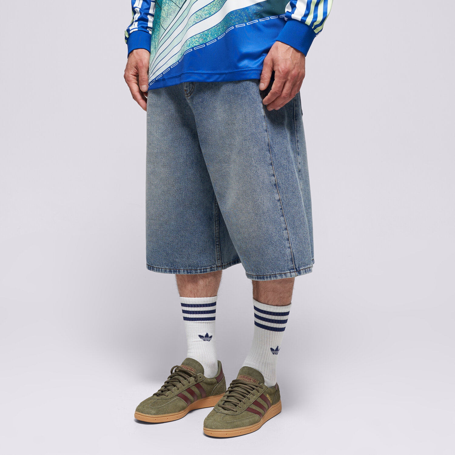 Krótkie spodenki, szorty męskie ADIDAS SZORTY DENIM SHO KE0133 NIEBIESKI