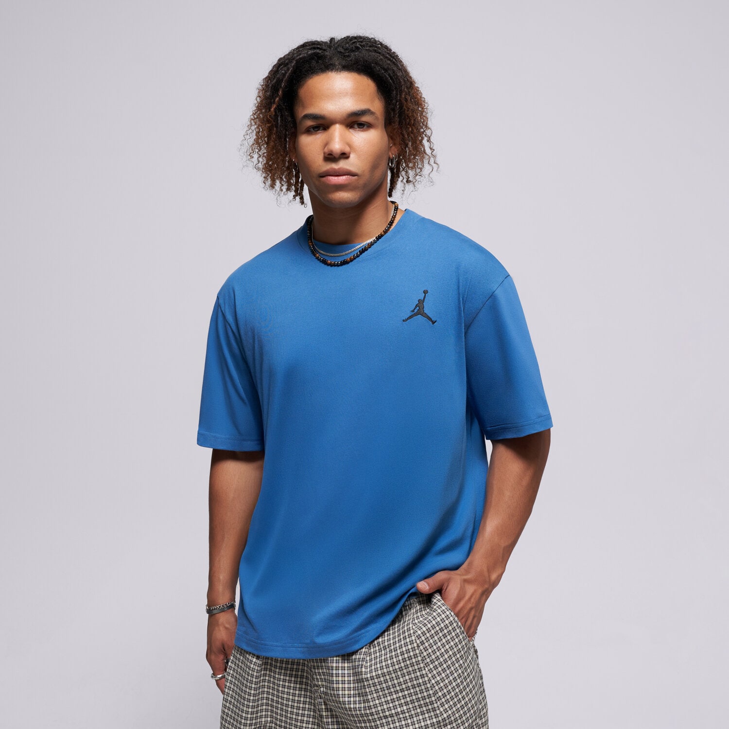 Koszulka, t-shirt sportowy męski JORDAN T-SHIRT M J JUMPMAN EMB SS CREW IF5566-485 NIEBIESKI