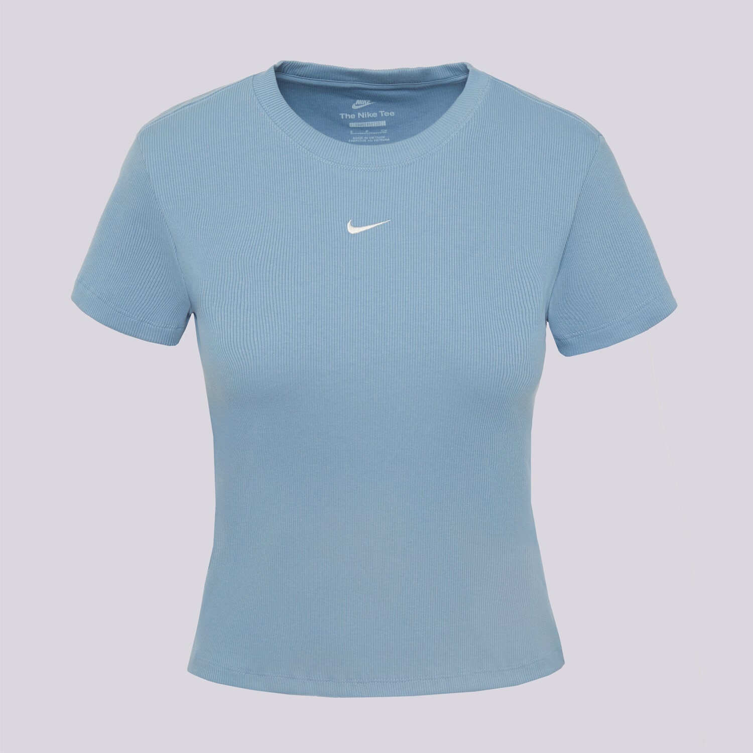 Koszulka, t-shirt damski NIKE T-SHIRT W NSW RIB TGHT SS TEE HV4994-486 NIEBIESKI