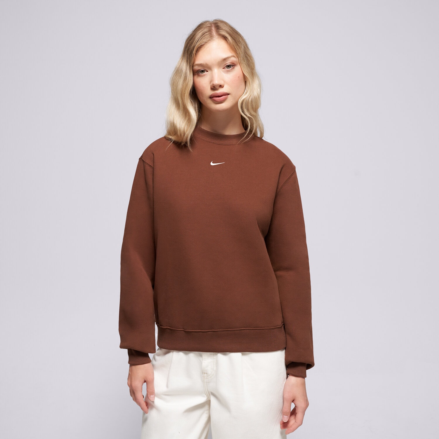 Bluza damska NIKE BLUZA W NK STDO FLC MW STD CREW IM8098-259 BRĄZOWY