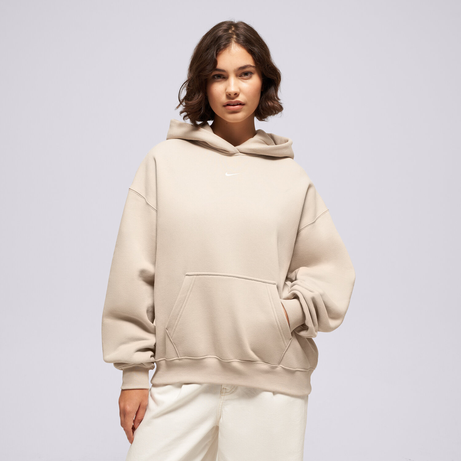 Bluza damska NIKE BLUZA Z KAPTUREM W NK STUDIO FLC MW OS IM8502-236 BEŻOWY