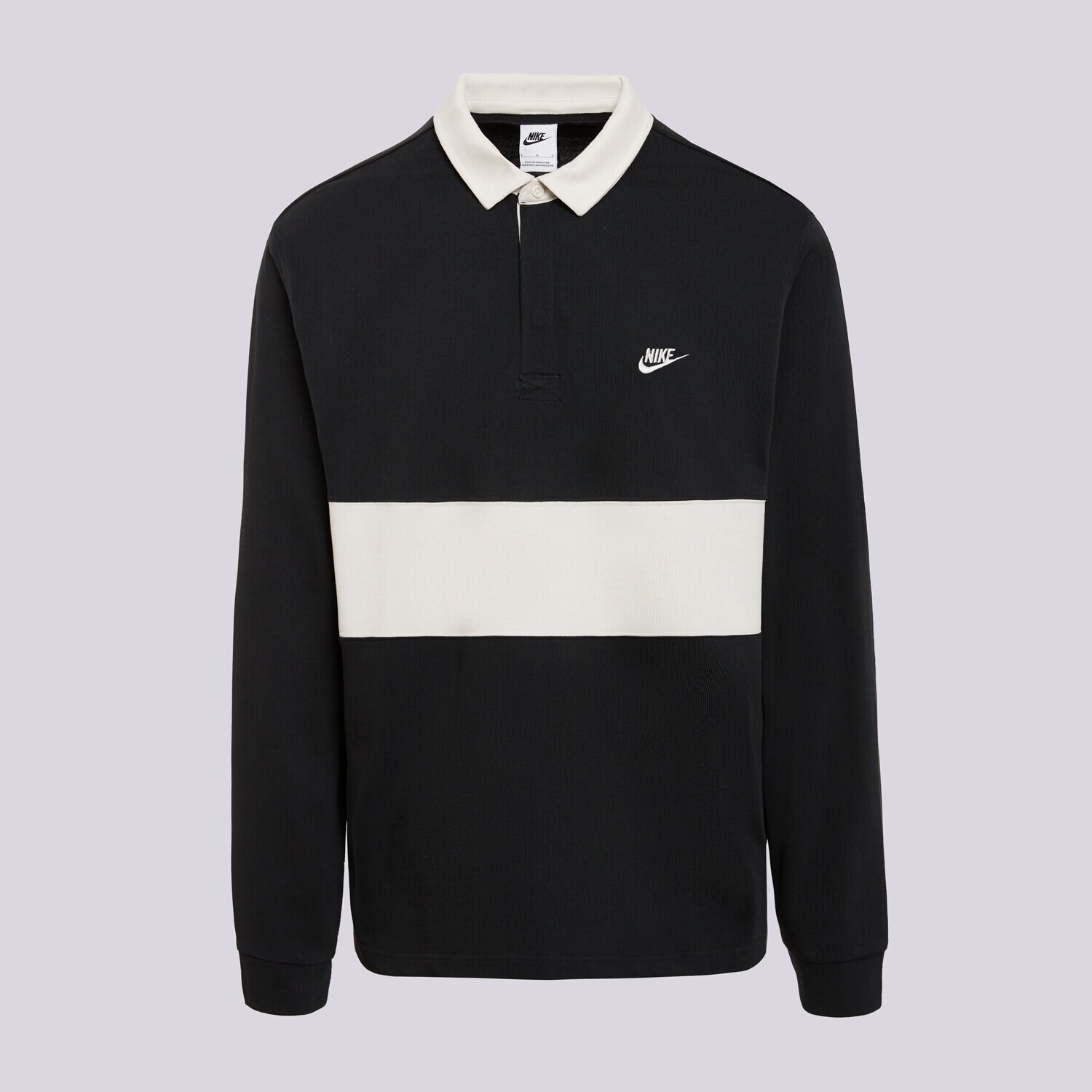 Koszulka, t-shirt sportowy męski NIKE POLO M NK CLUB LS RUGBY TOP IM5572-010 CZARNY
