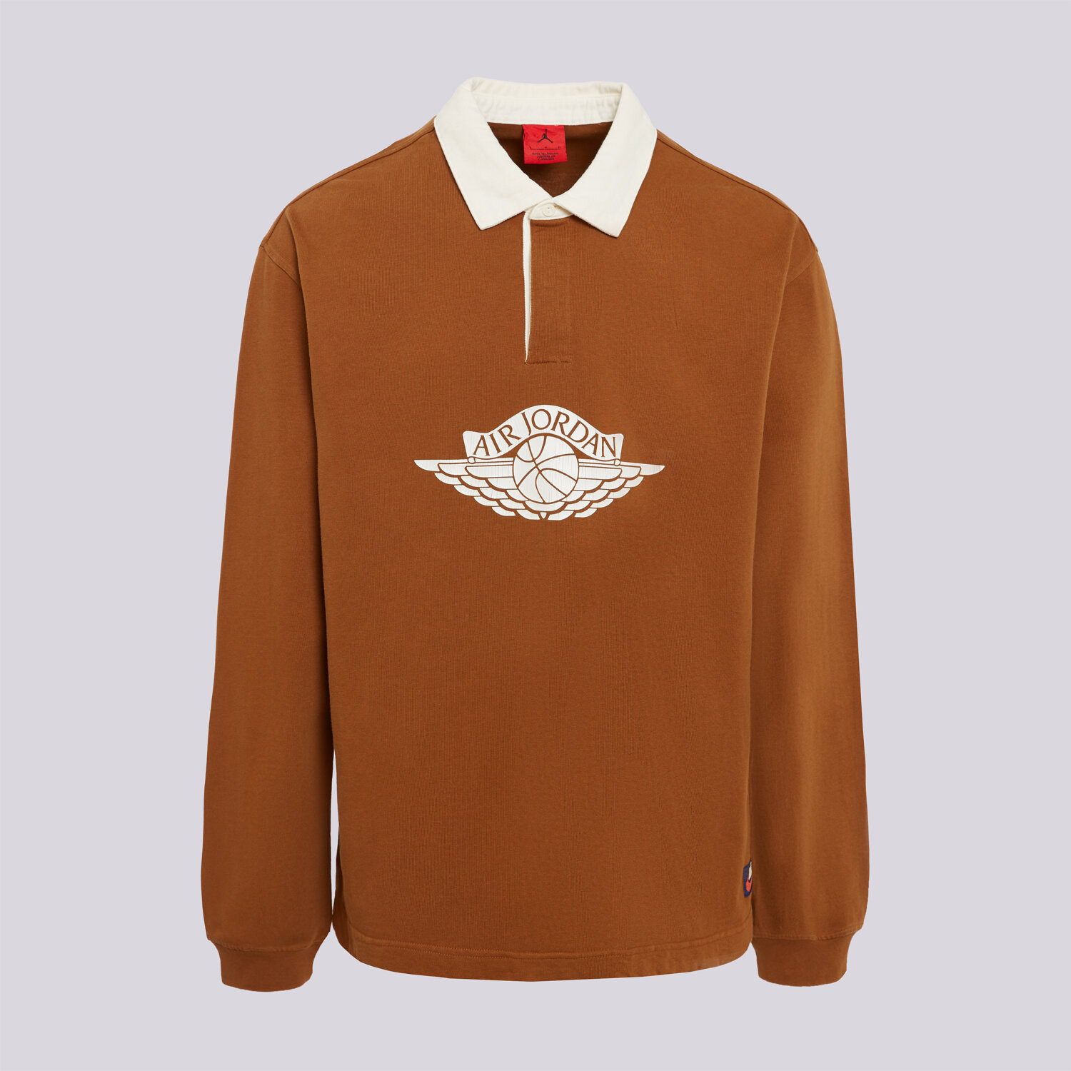 Koszulka, t-shirt sportowy męski JORDAN POLO M J FLT ESS RUGBY TOP IM9148-281 BRĄZOWY