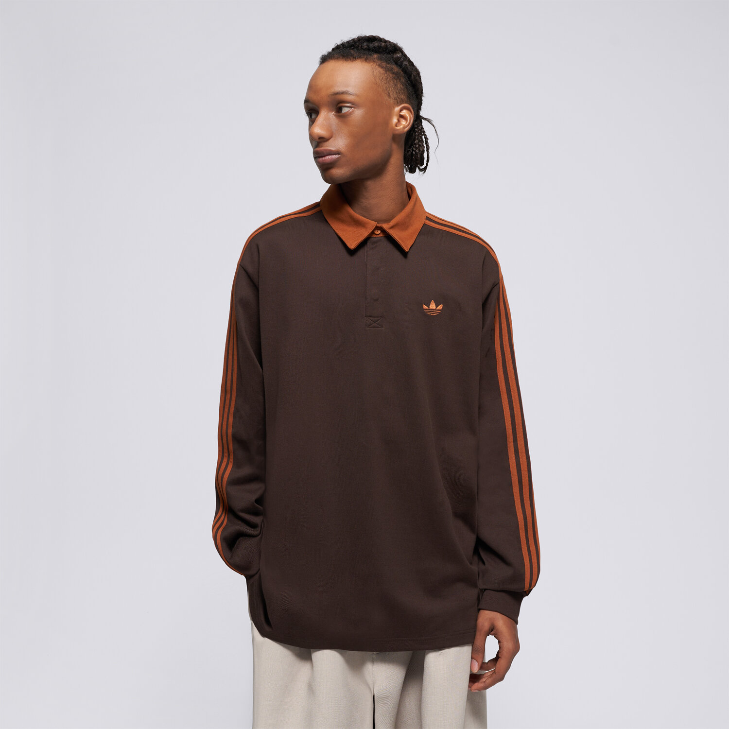 Koszulka, t-shirt sportowy męski ADIDAS POLO 3S PL KE4112 BRĄZOWY