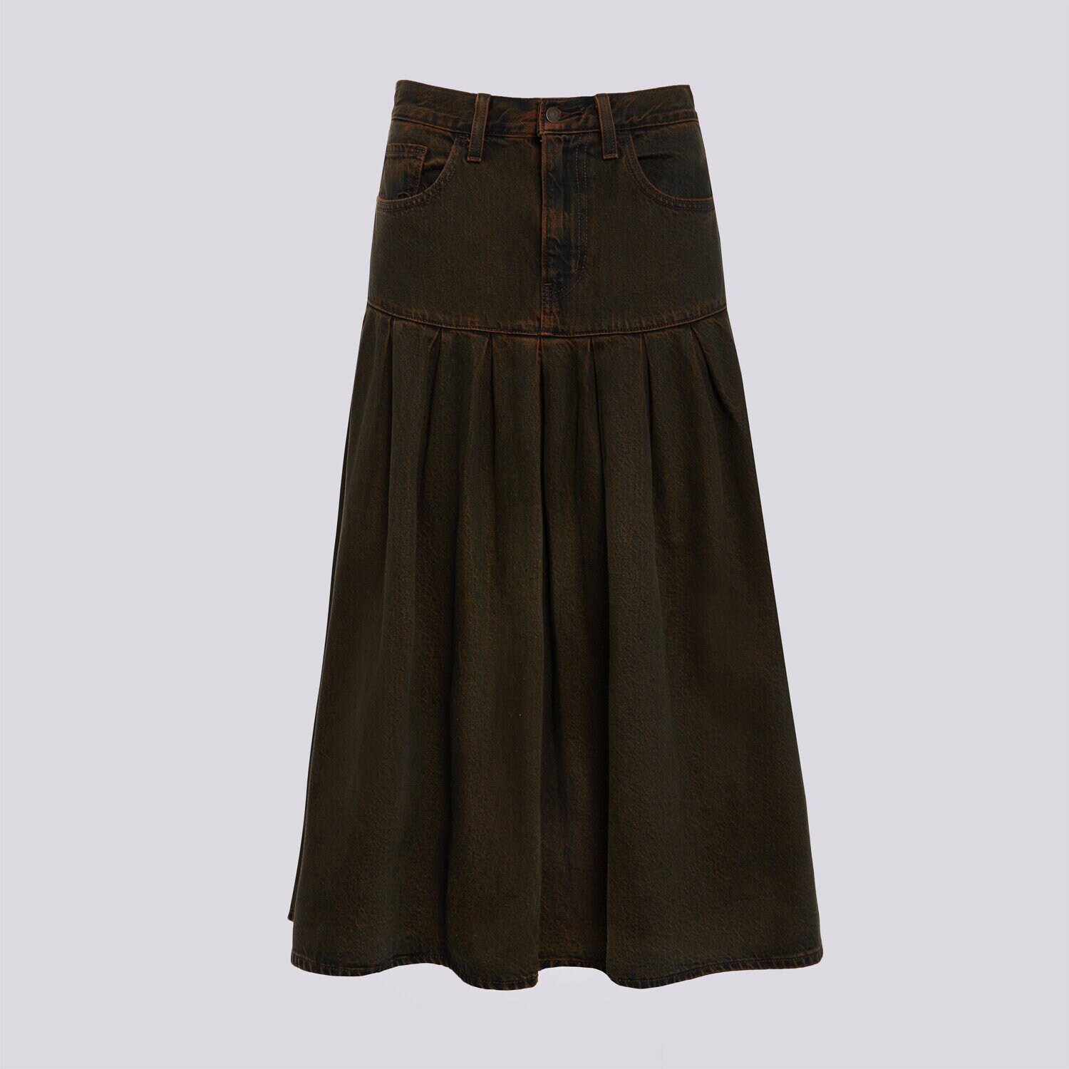 Modna sukienka sportowa LEVI'S SPÓDNICZKA YOKED PLEATED SKIRT 0089T-0001 BRĄZOWY