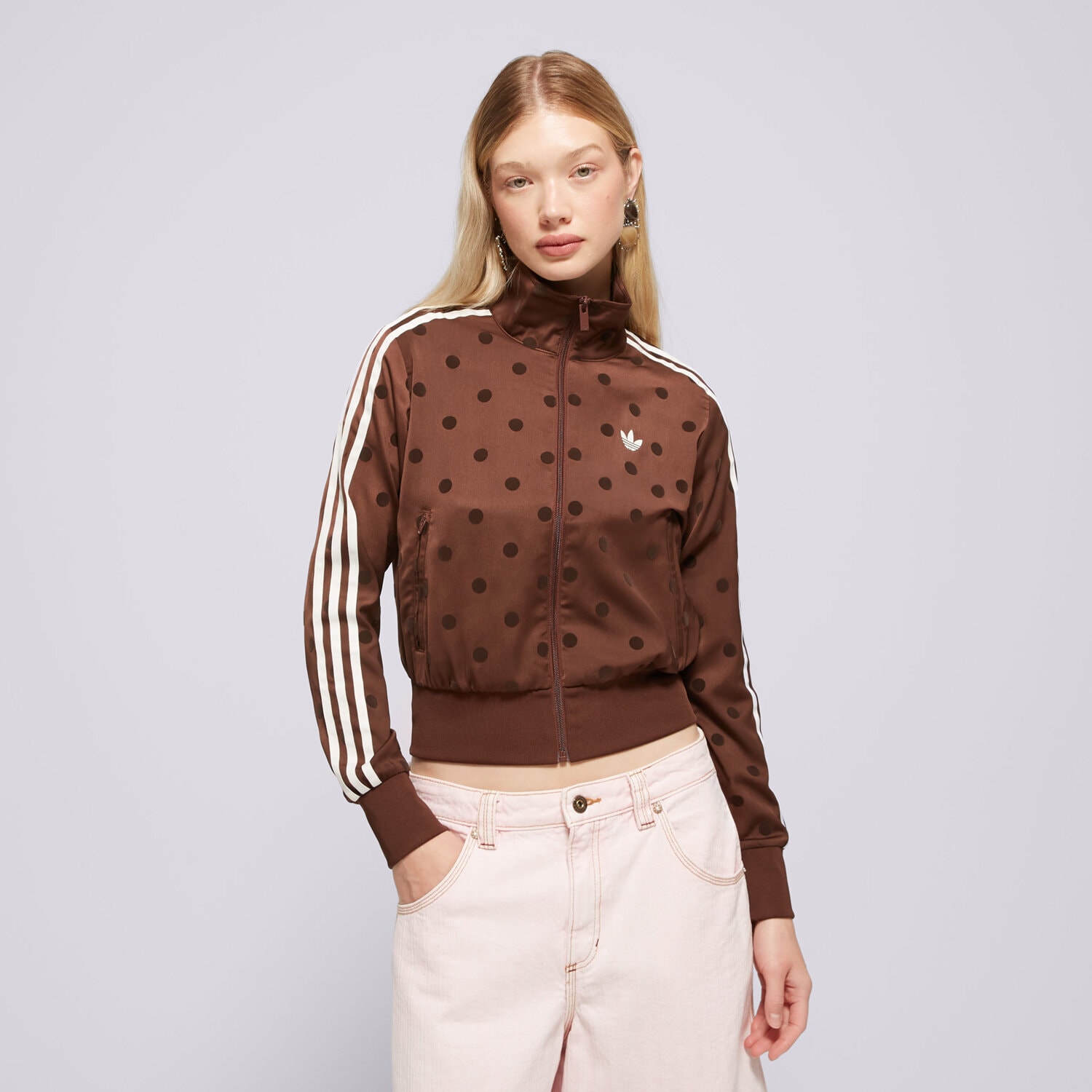 Bluza damska ADIDAS BLUZA ROZPINANA SATIN POLKA DOTS TT LI2855 BRĄZOWY