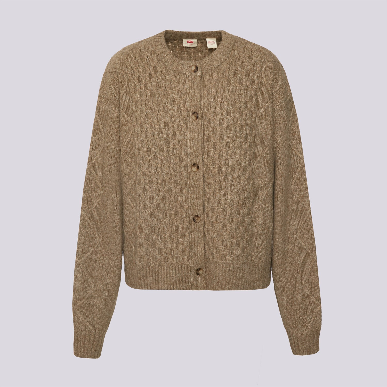 Koszulka, t-shirt damski LEVI'S SWETER CHARLOTTE CREWNECK CARDIGAN 007VG-0004 BRĄZOWY