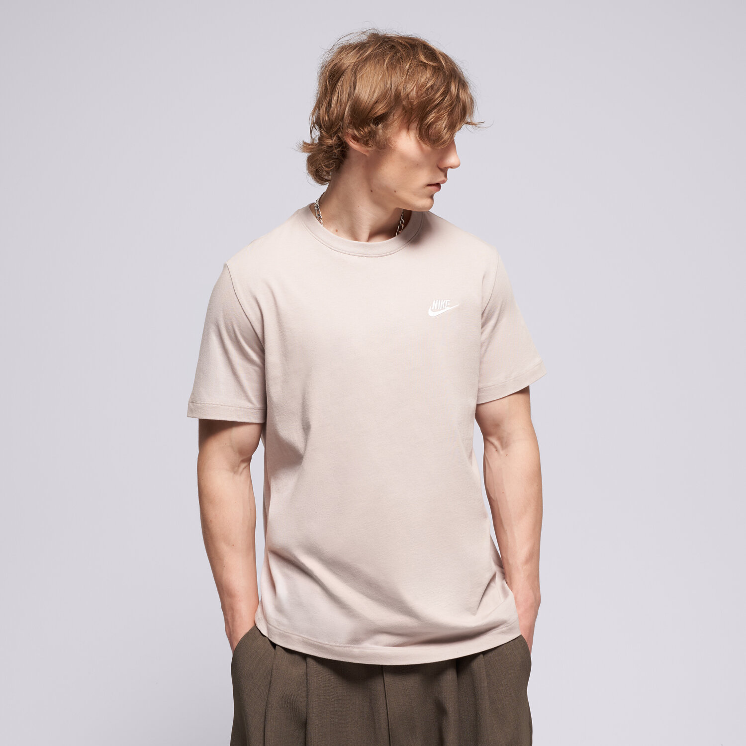 Koszulka, t-shirt sportowy męski NIKE T-SHIRT SPORTSWEAR CLUB AR4997-211 BEŻOWY