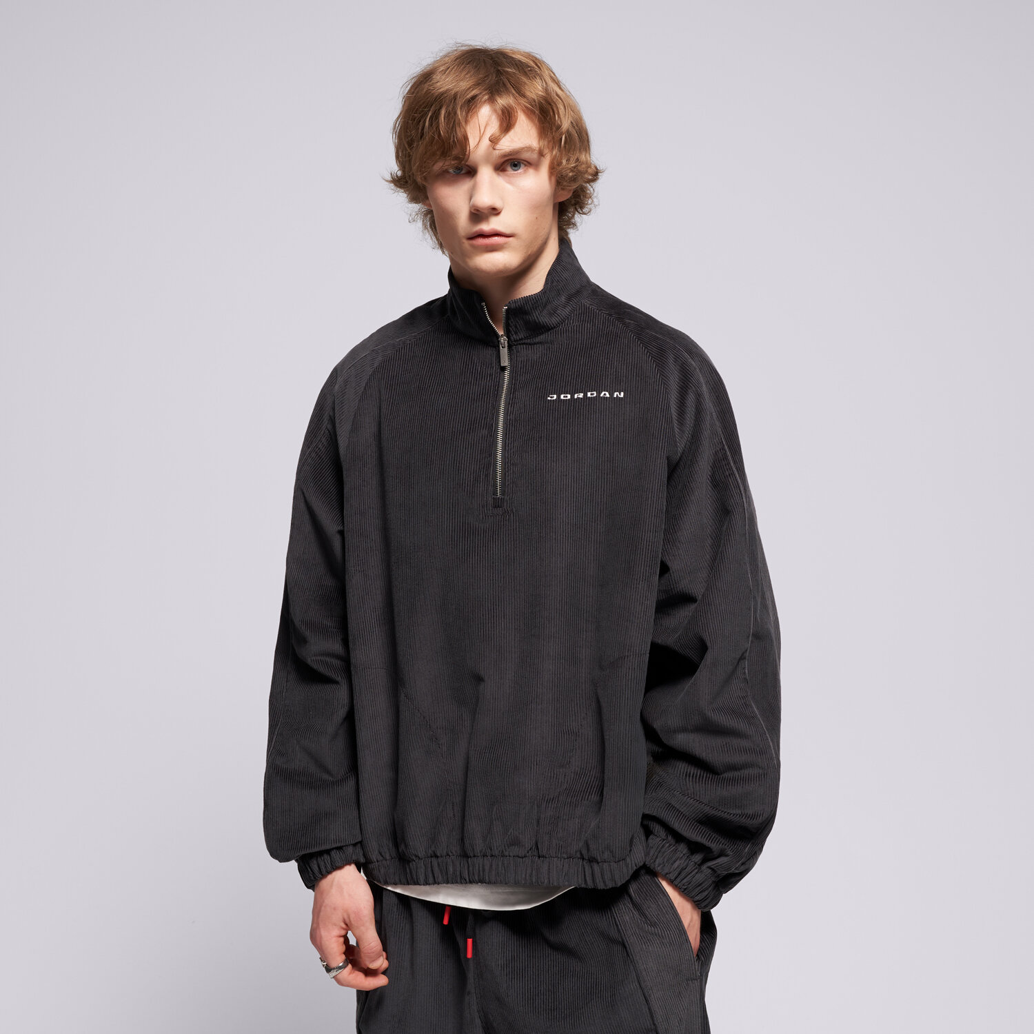 Bluza męska JORDAN BLUZA M J FLT CORD HALF ZIP IM9879-010 CZARNY