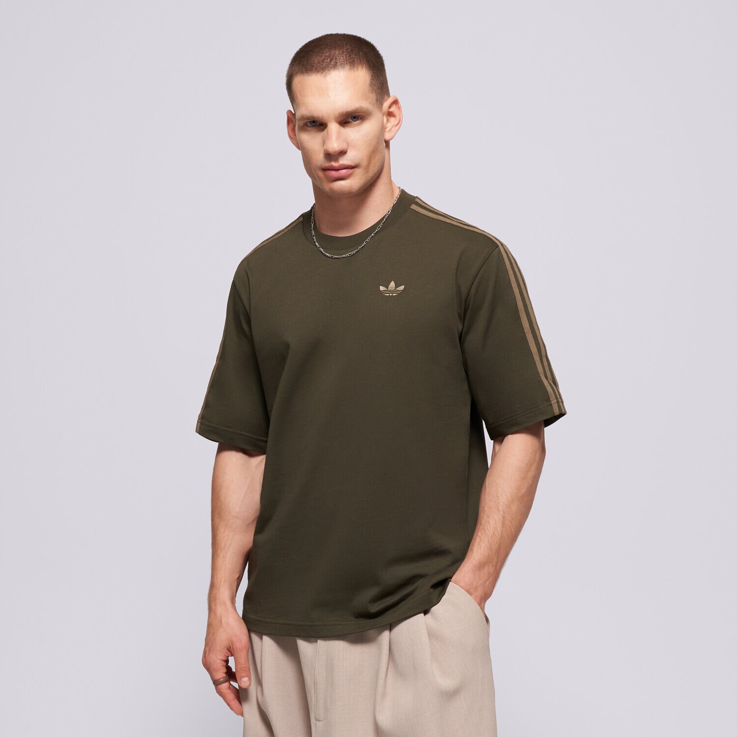 Koszulka, t-shirt sportowy męski ADIDAS T-SHIRT 3S TEE KS7412 KHAKI