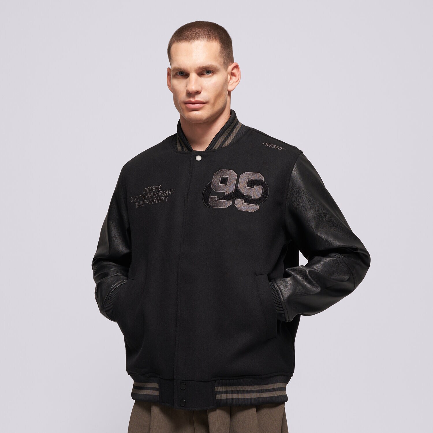 Kurtka wiosenna / jesienna męska PROSTO KURTKA BOMBER JACKET XXVTH ANNIVERSARY BLACK KL263MOUT1041 CZARNY