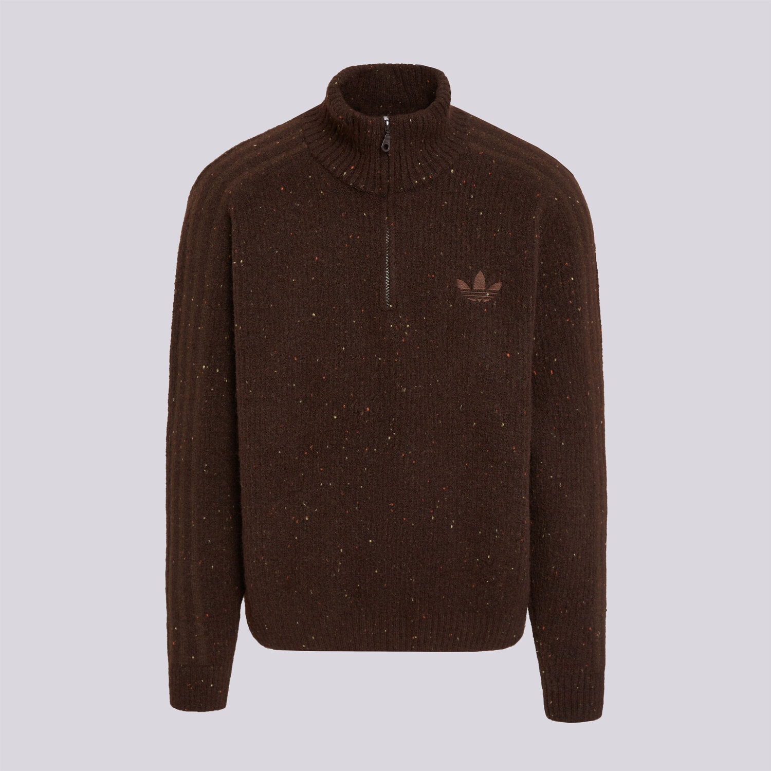Koszule męskie sportowe ADIDAS SWETER WINTER CLUB RIB KNITTED HALF ZIP LI3017 BRĄZOWY