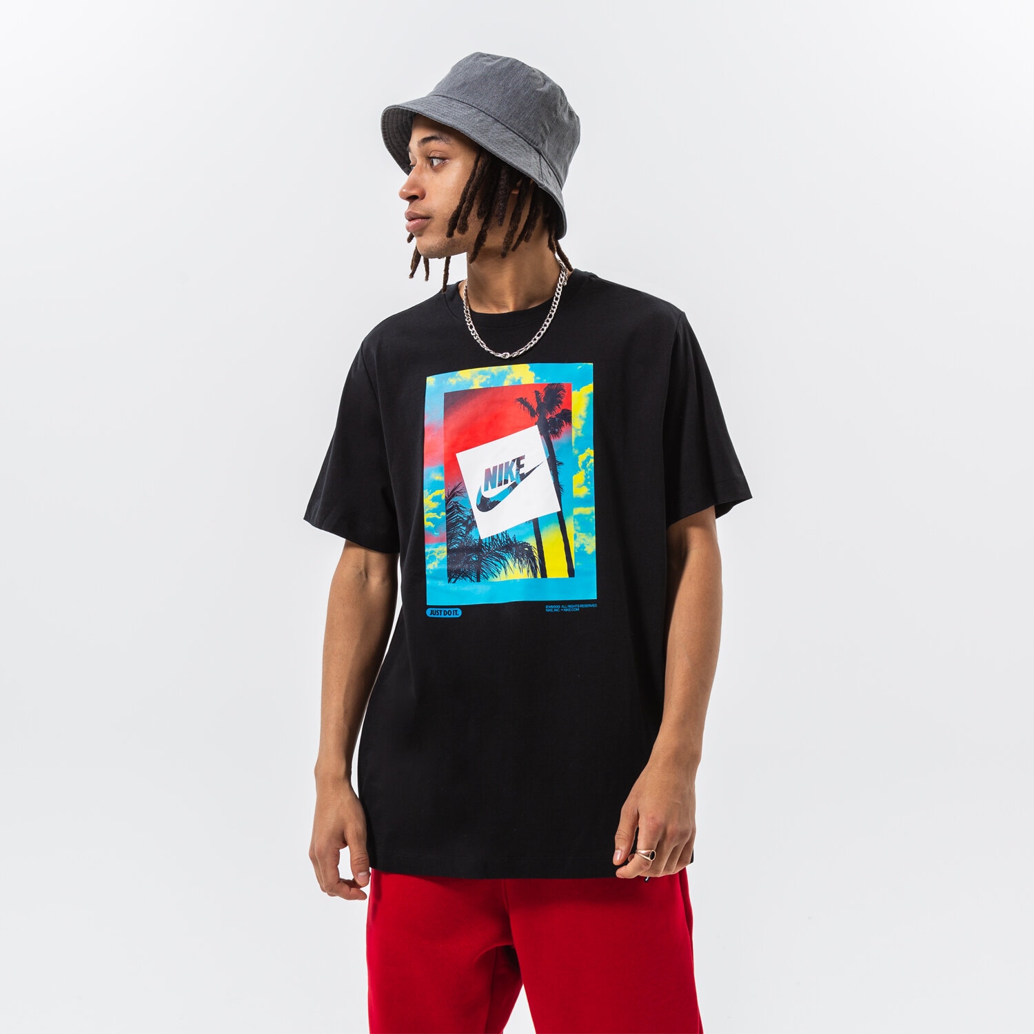 Koszulka, t-shirt sportowy męski NIKE T-SHIRT M NSW TEE HEATWAVE PHOTO DR8071-010 CZARNY