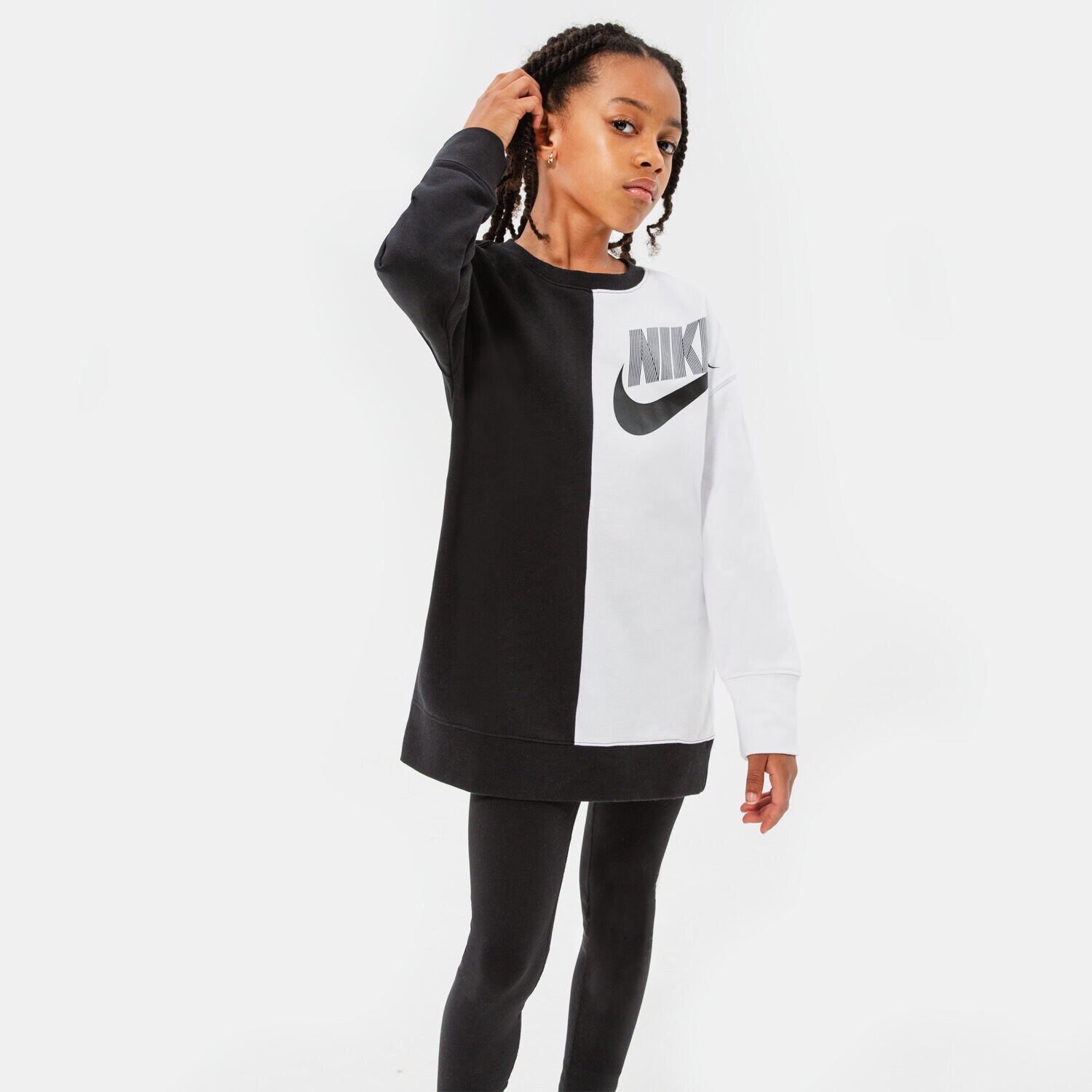 Sportowa bluza dziecięca NIKE BLUZA G NSW BF CREW DNC GIRL DV0347-010 CZARNY