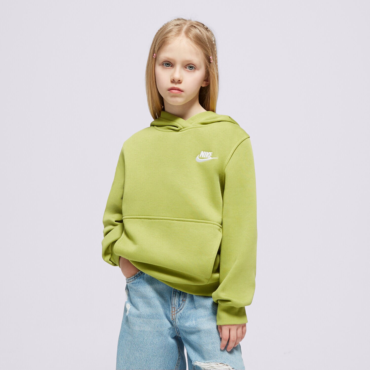 Sportowa bluza dziecięca NIKE BLUZA K NSW CLUB FLC HDY LBR BOY FD3000-377 ZIELONY