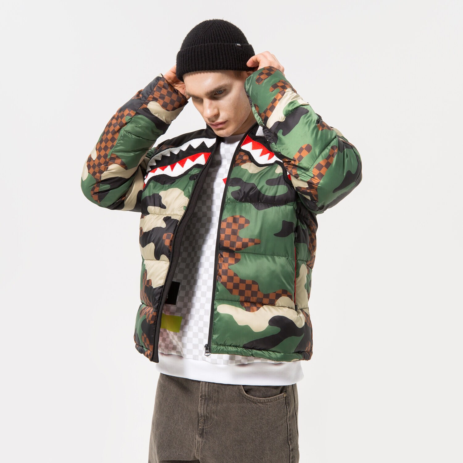 Kurtka zimowa męska SPRAYGROUND KURTKA ZIMOWA DOWN JACKET CHECK 21SFW016 MULTICOLOR