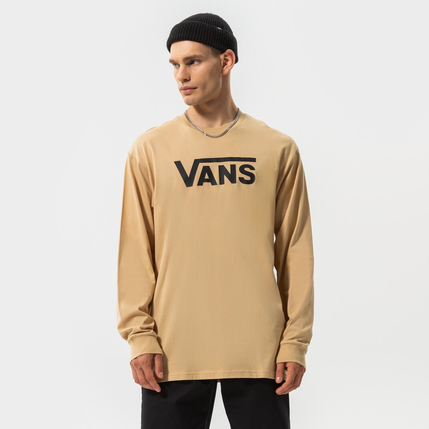 Koszulka, t-shirt sportowy męski VANS T-SHIRT VANS CLASSIC LS VN000K6HY971 BEŻOWY