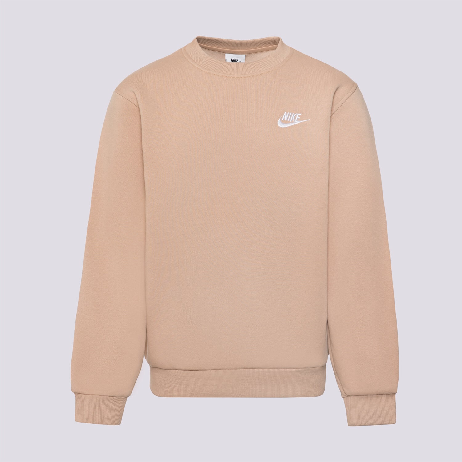 Sportowa bluza dziecięca NIKE BLUZA K NSW CLUB FLC CREW LS LBR GIRL FD3006-200 BRĄZOWY