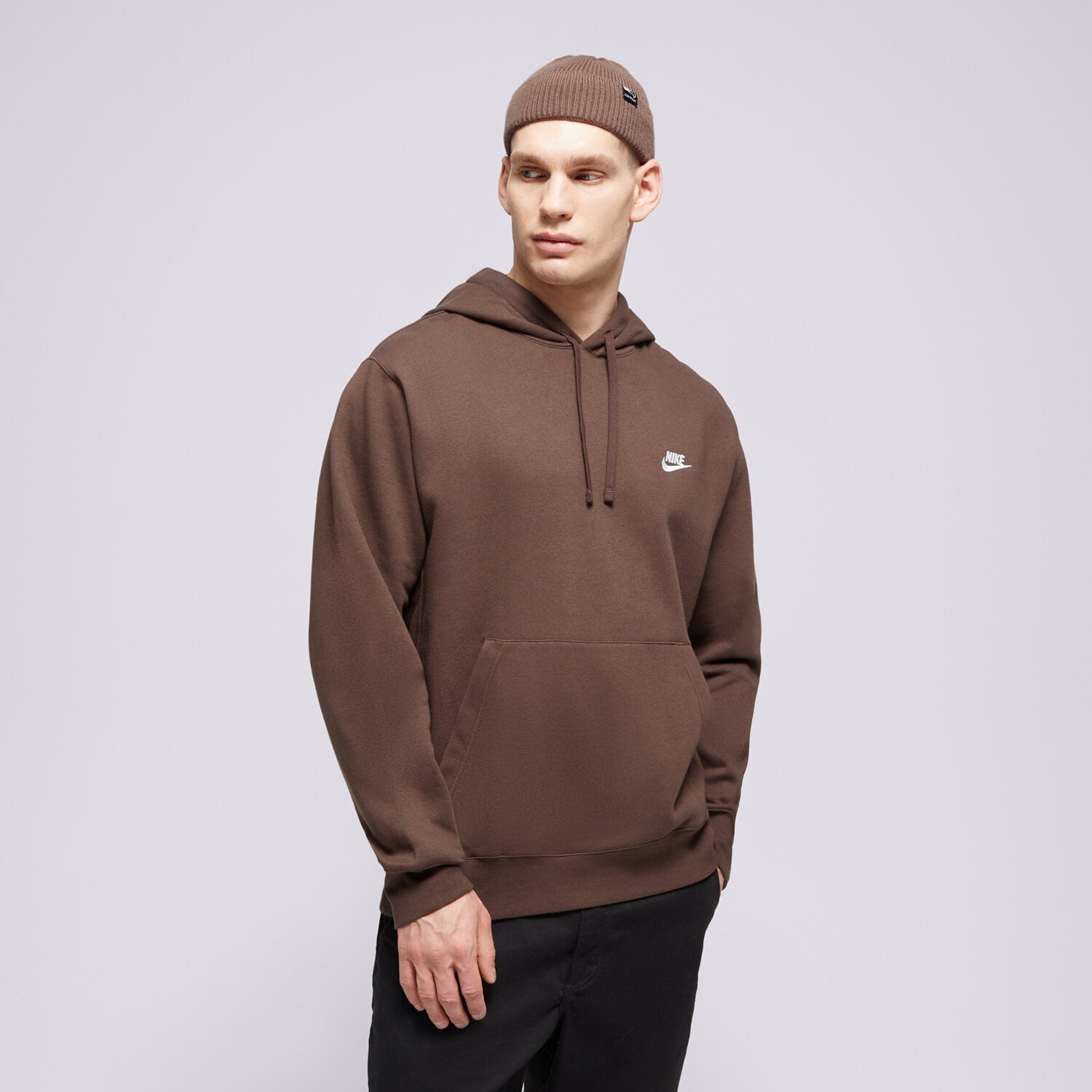 Bluza męska NIKE BLUZA Z KAPTUREM SPORTSWEAR CLUB FLEECE BV2654-237 BRĄZOWY