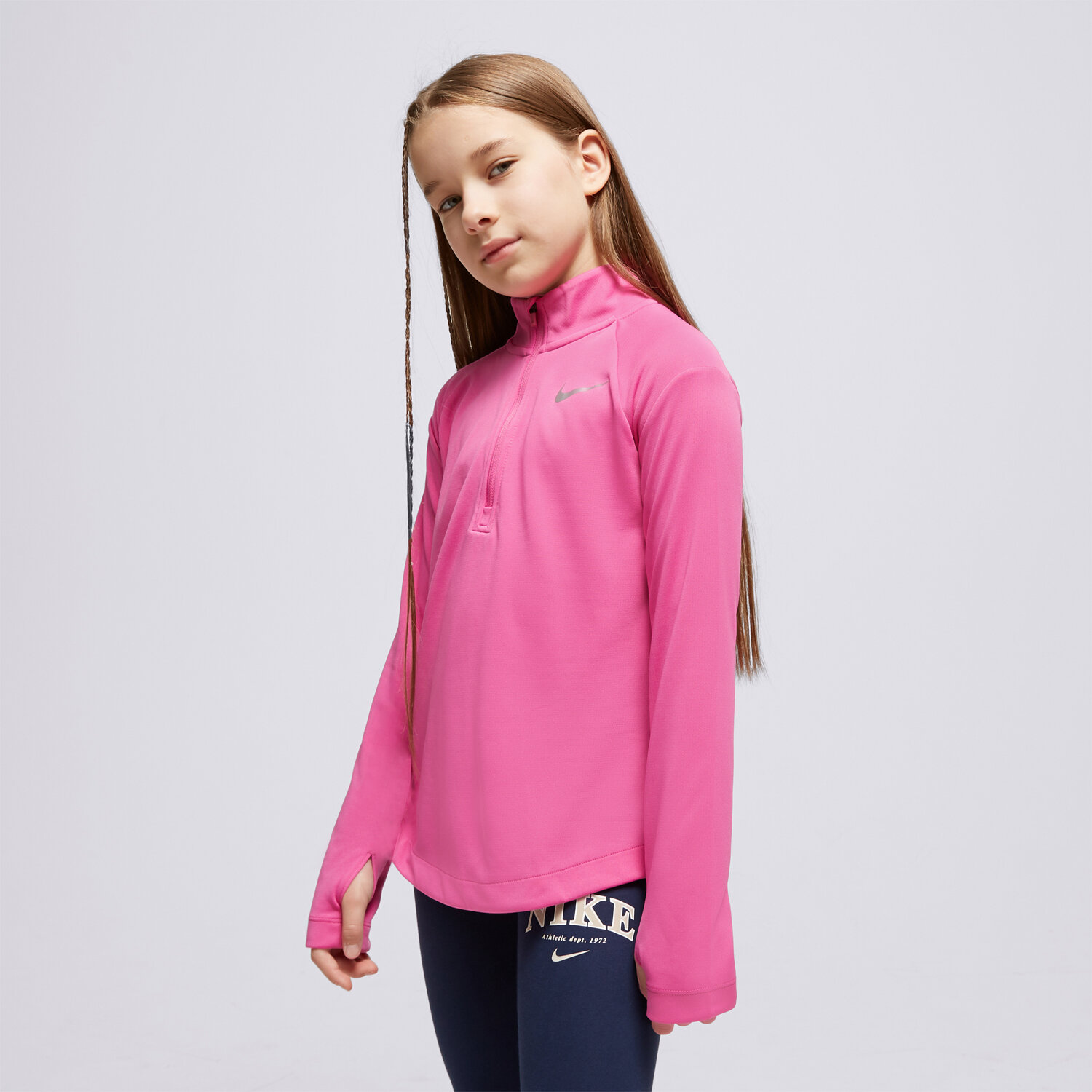 Sportowa bluza dziecięca NIKE BLUZA (G)(F) LS HZ RUN TOP BRPNK SWEATSHIRT DD7617-623 RÓŻOWY