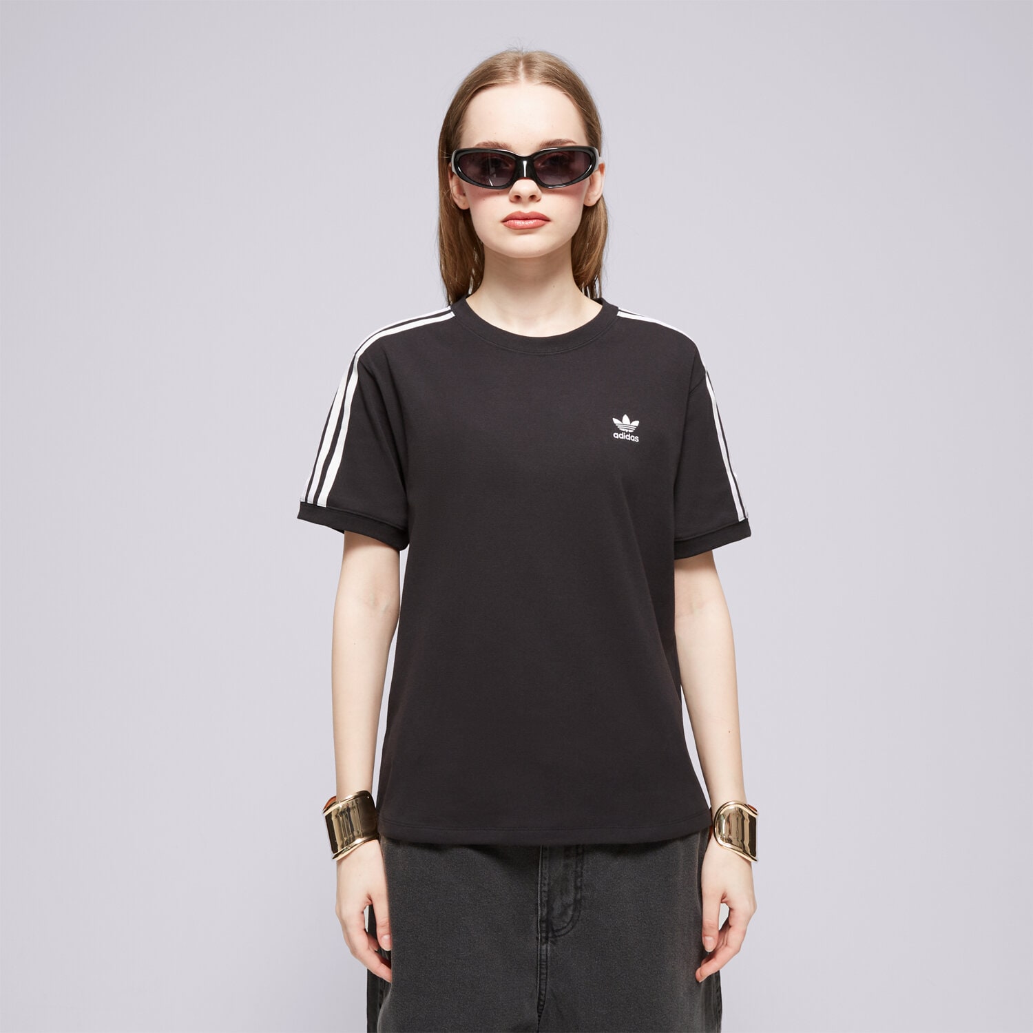 Koszulka, t-shirt damski ADIDAS T-SHIRT 3 STRIPE TEE IU2420 CZARNY