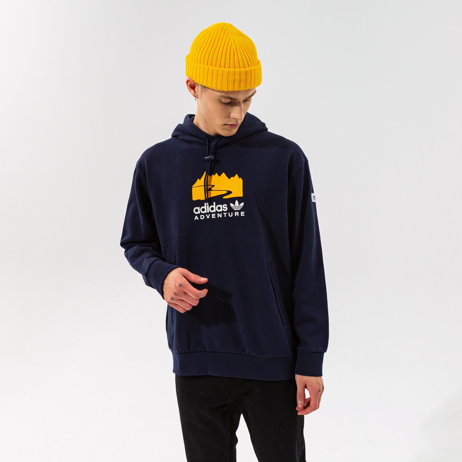Bluza męska ADIDAS BLUZA Z KAPTUREM LOGO HOODIE H09064 CZARNY