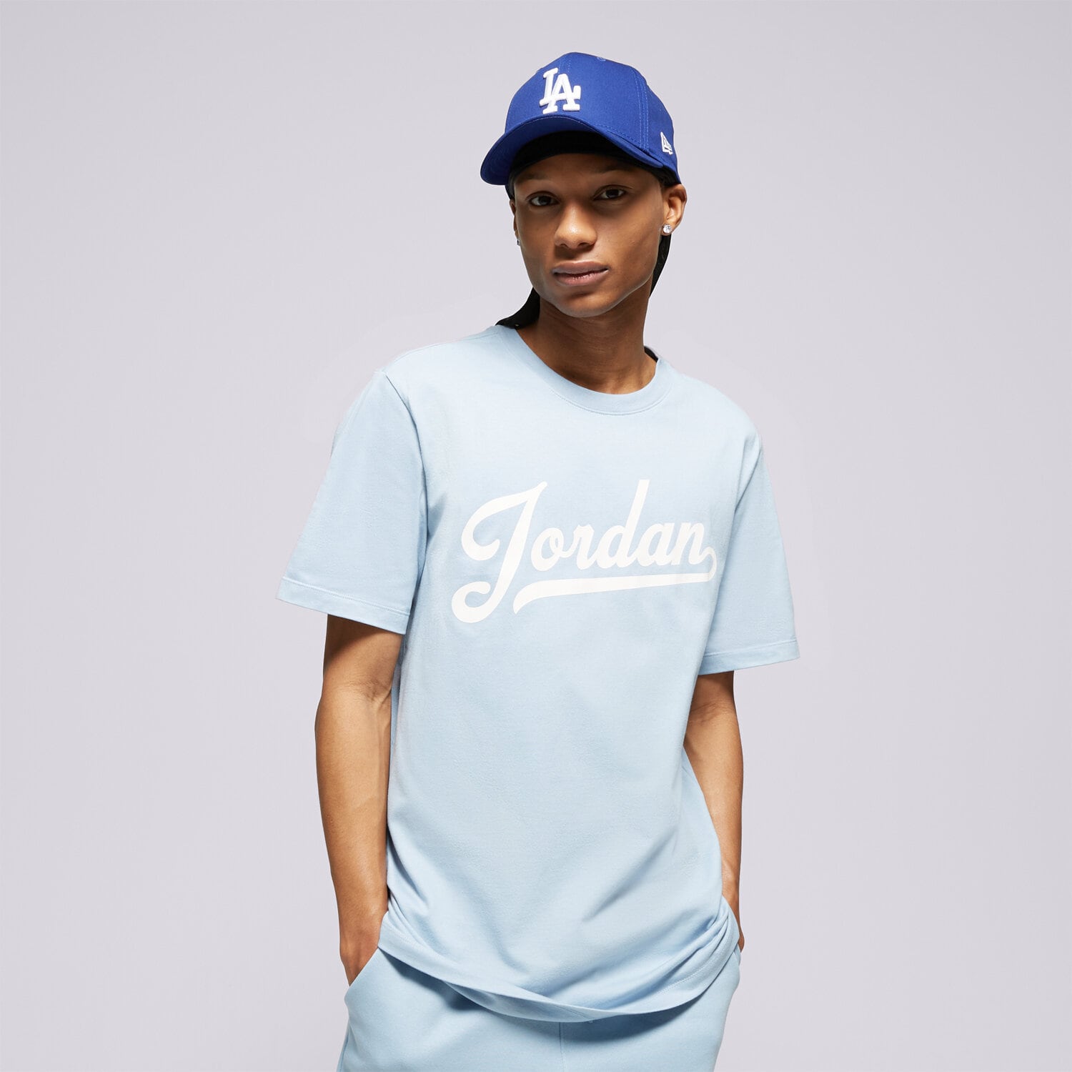 Koszulka, t-shirt sportowy męski JORDAN T-SHIRT M J JUMPMAN EMB SS CREW FN5958-436 NIEBIESKI