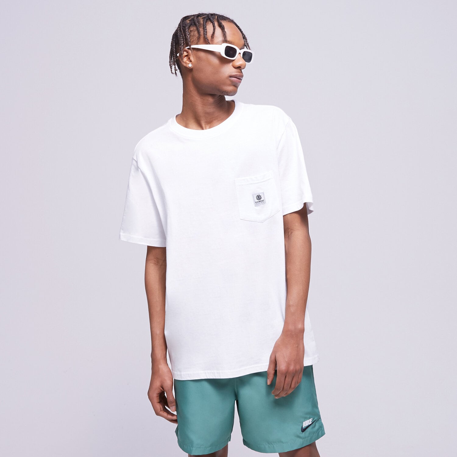 Koszulka, t-shirt sportowy męski ELEMENT T-SHIRT BASIC POCKET LABEL SS ELYKT00116OTW BIAŁY