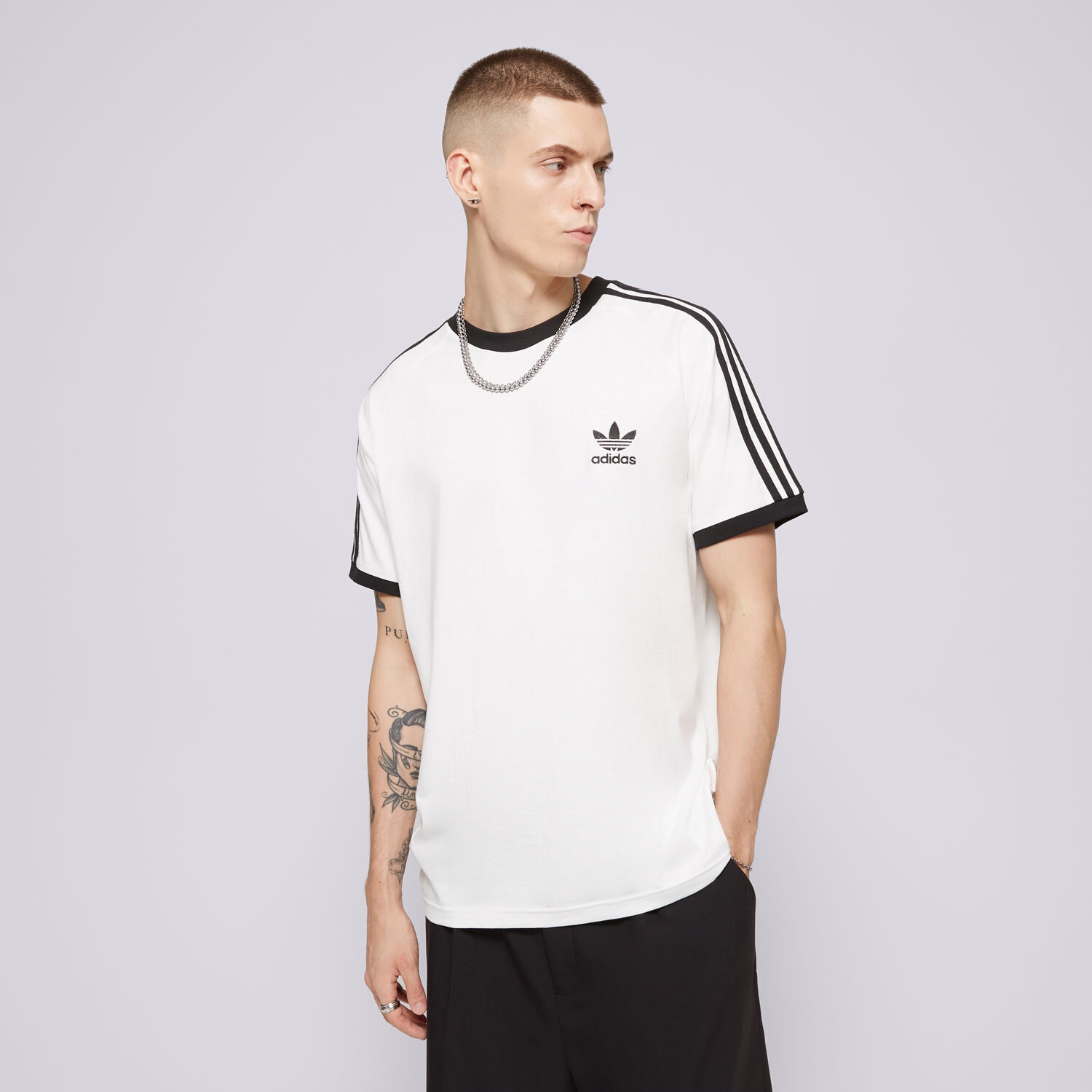 Koszulka, t-shirt sportowy męski ADIDAS T-SHIRT 3-STRIPES TEE IA4846 BIAŁY