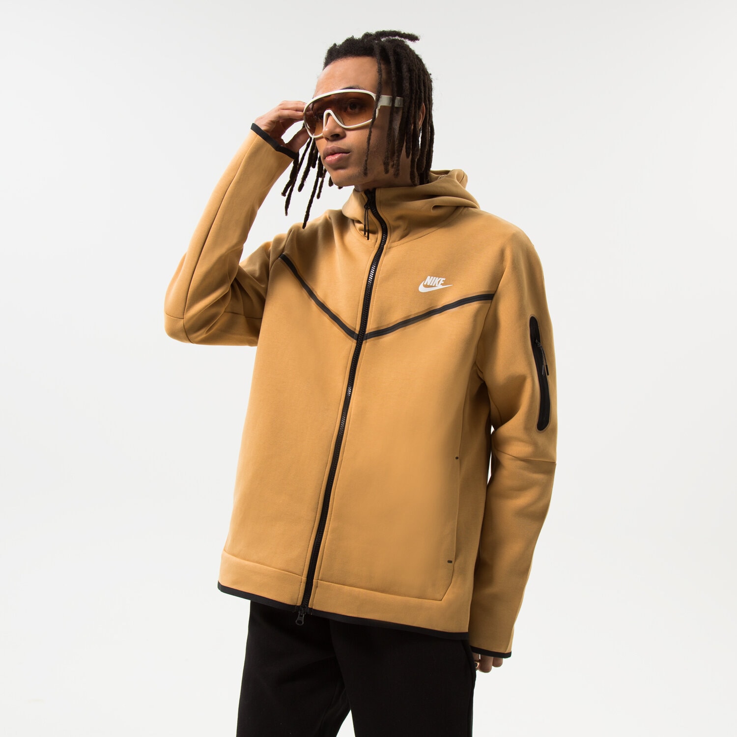 Bluza męska NIKE BLUZA Z KAPTUREM M NSW TCH FLC HOODIE FZ WR CU4489-722 ŻÓŁTY