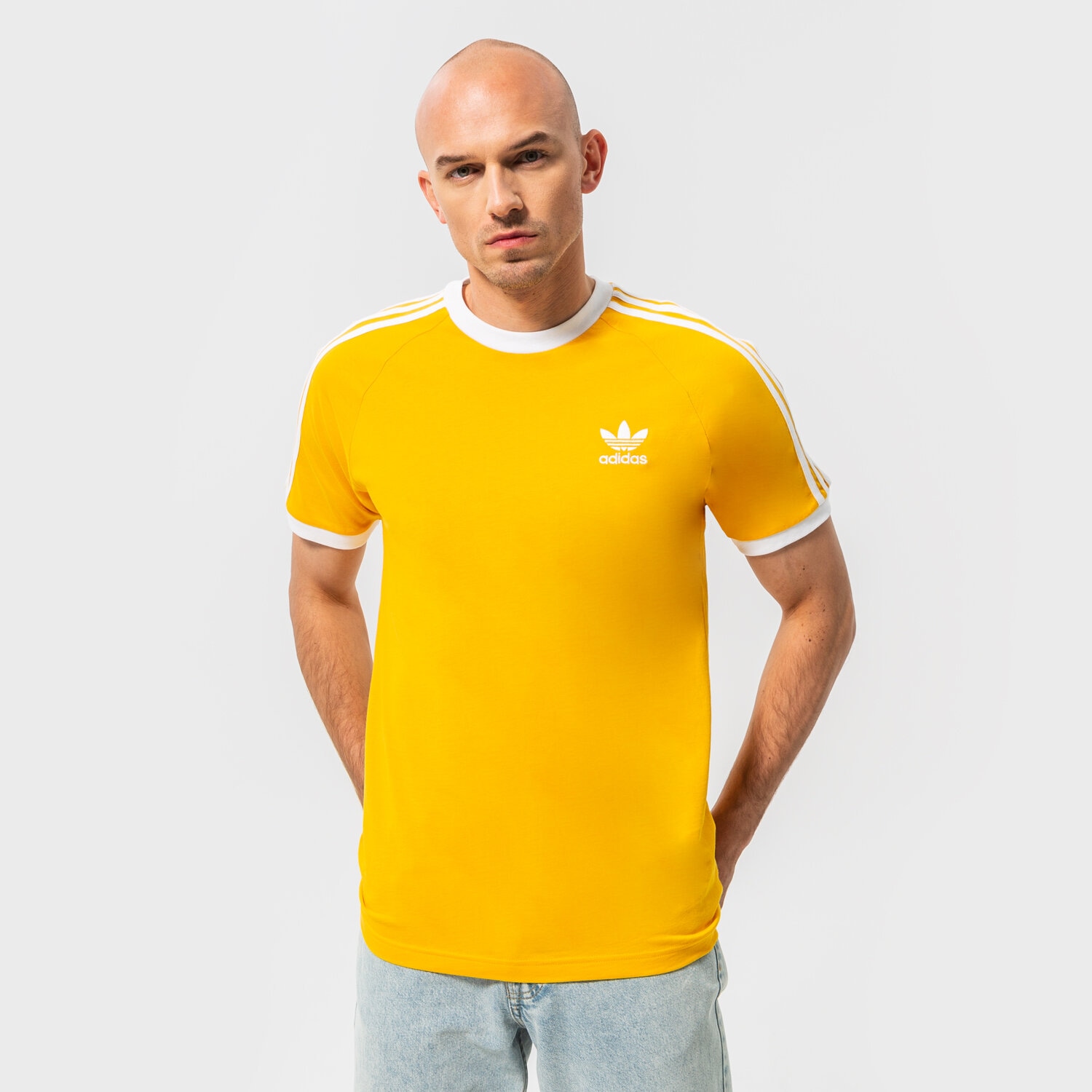 Koszulka, t-shirt sportowy męski ADIDAS T-SHIRT 3-STRIPES HE9550 ŻÓŁTY