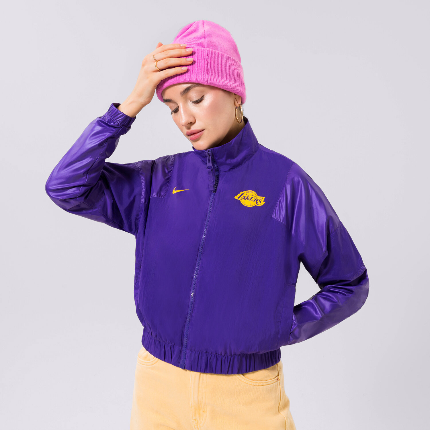 Kurtka wiosenna / jesienna damska NIKE KURTKA LAL W NK LTWT JKT CTS GX NBA DR9231-504 NIEBIESKI