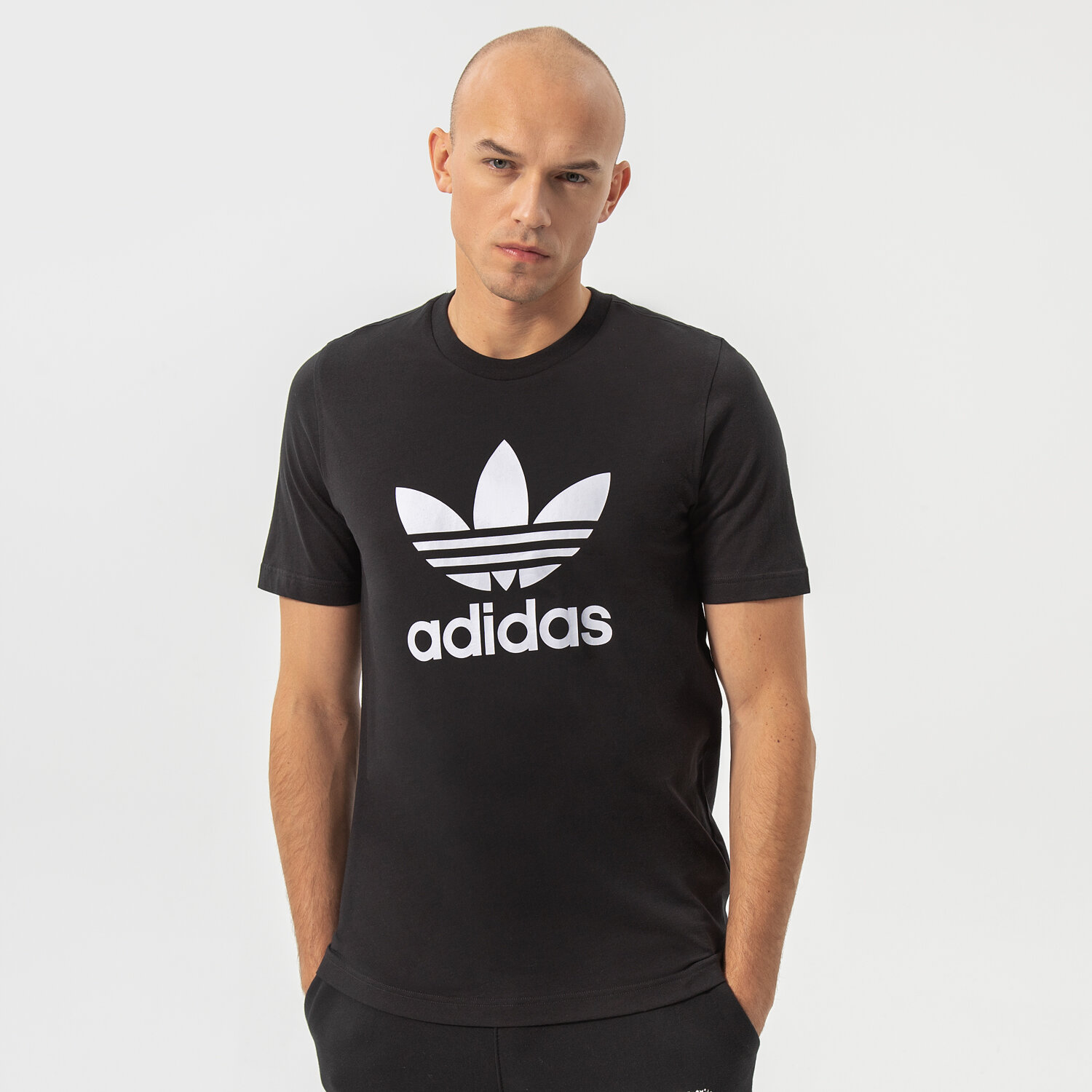 Koszulka, t-shirt sportowy męski ADIDAS T-SHIRT TREFOIL H06642 CZARNY