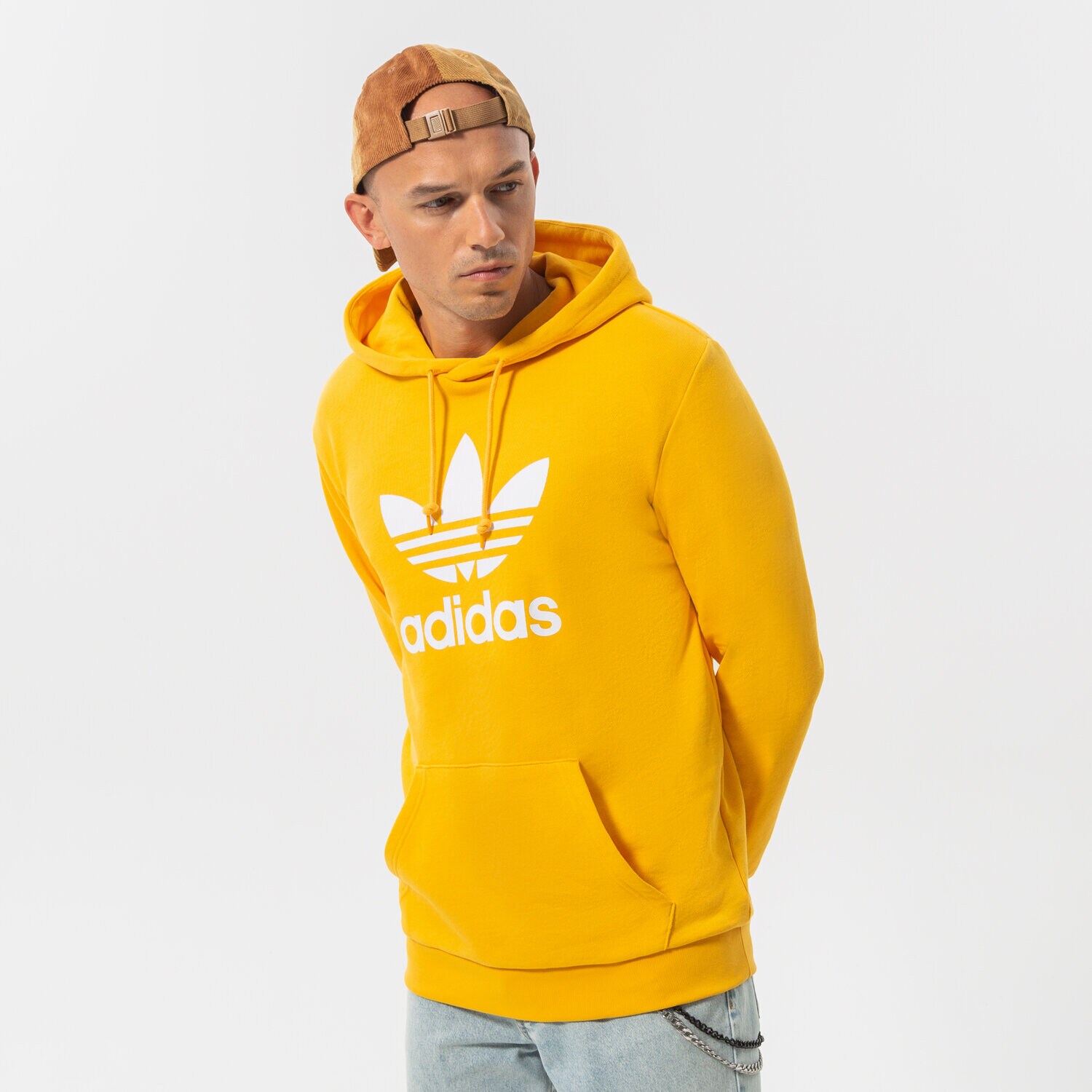 Bluza męska ADIDAS BLUZA Z KAPTUREM TREFOIL HOODY HE9499 ŻÓŁTY