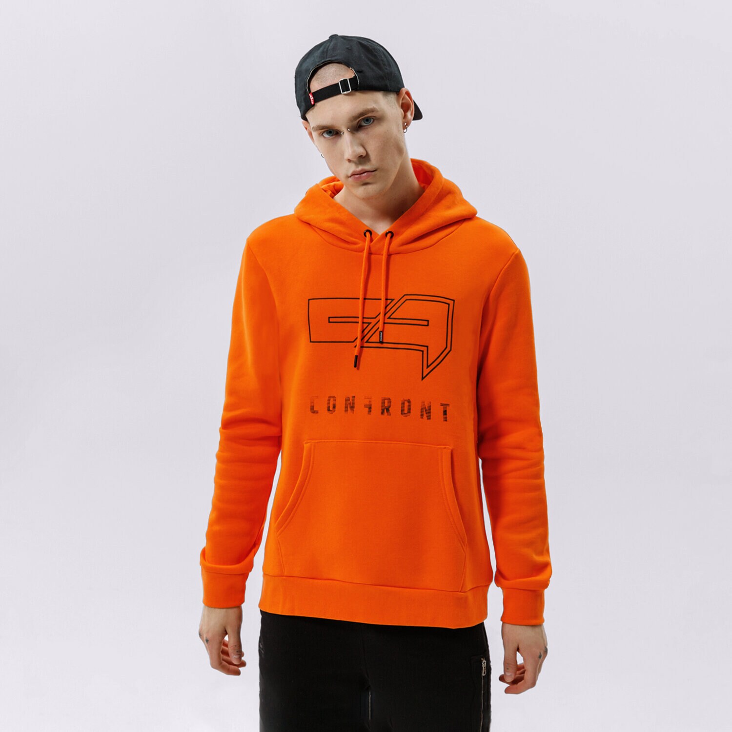 Bluza męska CONFRONT BLUZA Z KAPTUREM LOGO ORANGE CF321BLM31002 POMARAŃCZOWY