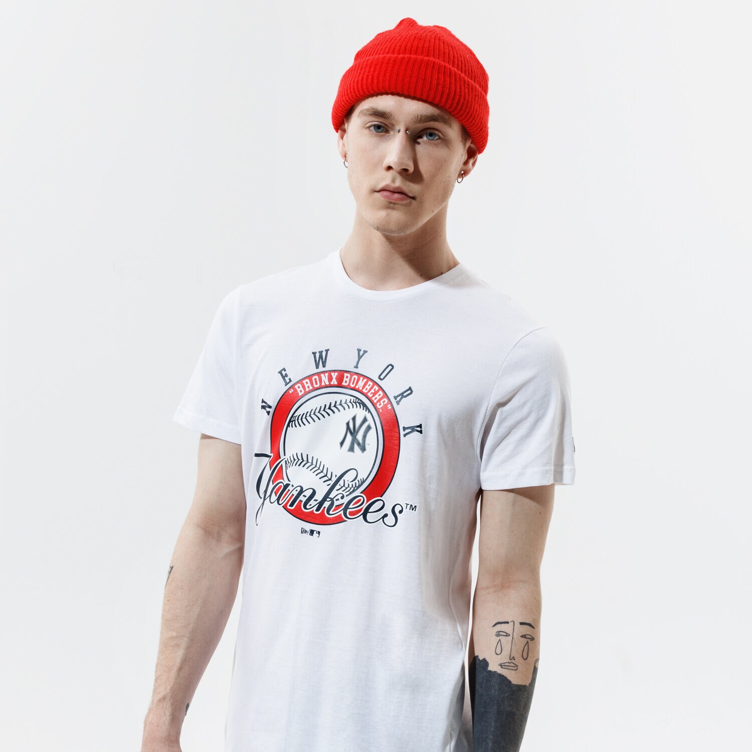 Koszulka, t-shirt sportowy męski NEW ERA T-SHIRT MLB GRAPHIC TEE NY YAN WHT 12835842 BIAŁY