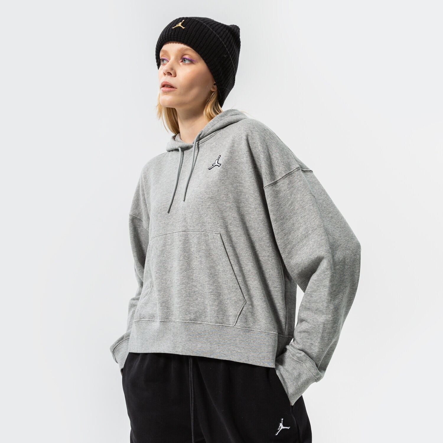 Bluza damska JORDAN BLUZA Z KAPTUREM W J ESSEN FLC HOODIE CORE DN4570-063 SZARY