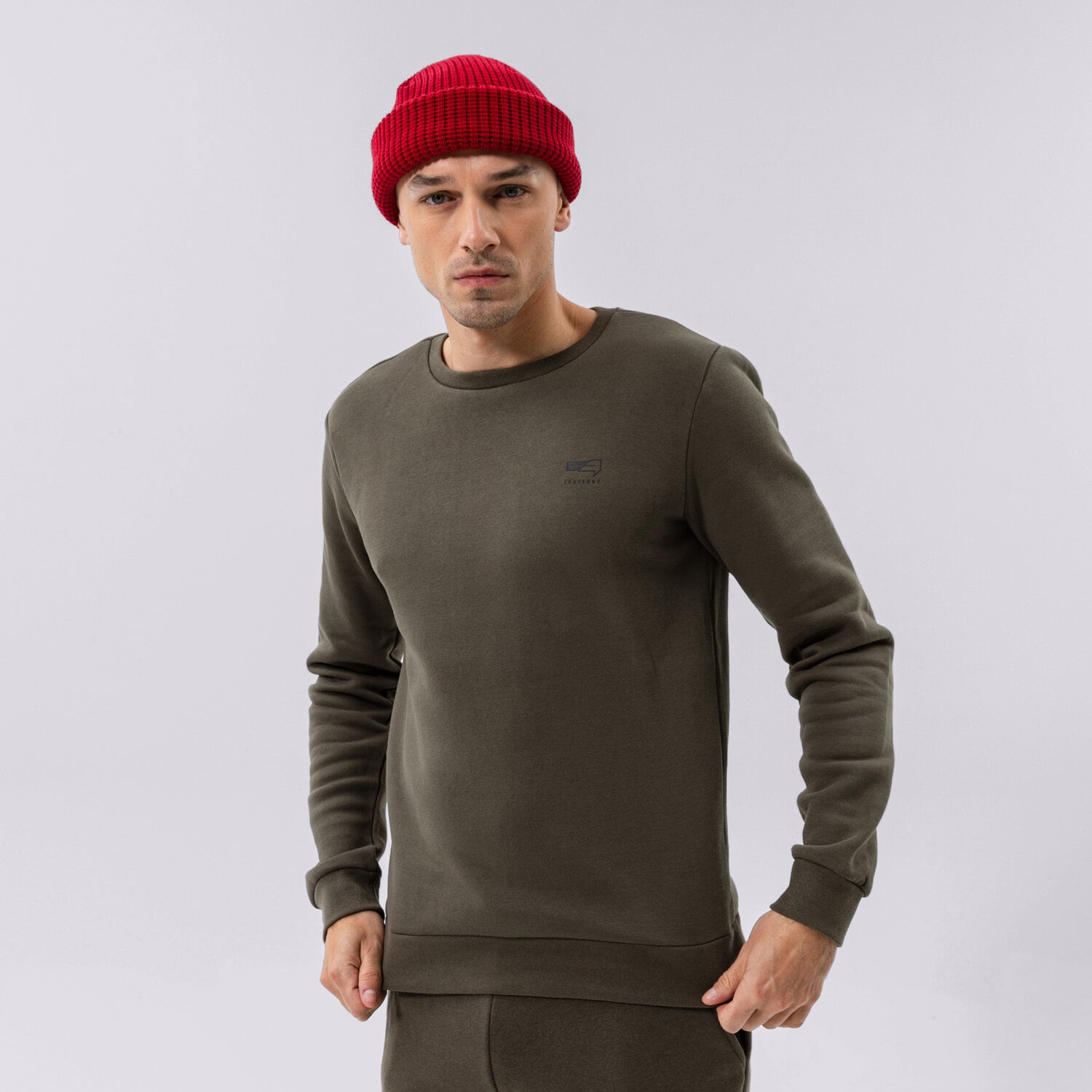 Bluza męska CONFRONT BLUZA SMALL LOGO CREW KHAKI CF321BLM32001 KHAKI