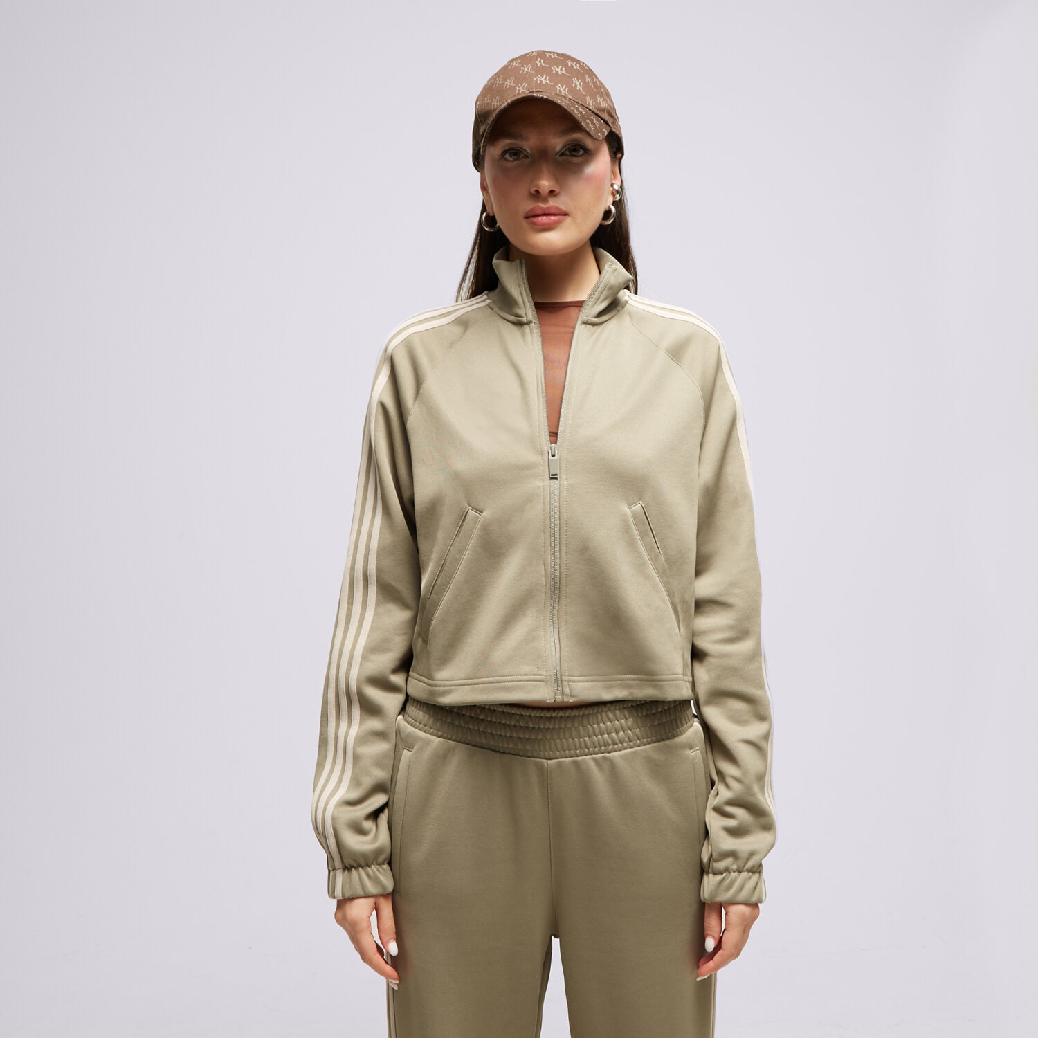 Bluza damska ADIDAS BLUZA ROZPINANA TRICOT WARM-UP JACKET IJ5229 SZARY