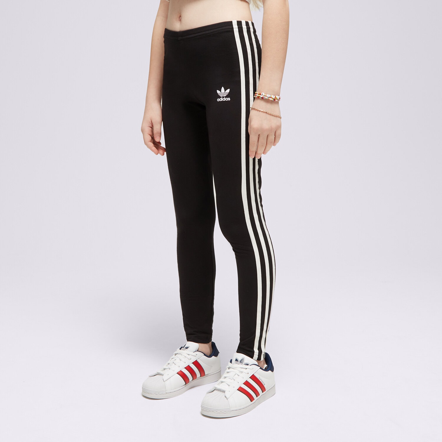 Sportowe spodnie dziecięce ADIDAS GIRLS' 3 STRIPES LEGGINGS JUNIOR G HD2025 CZARNY