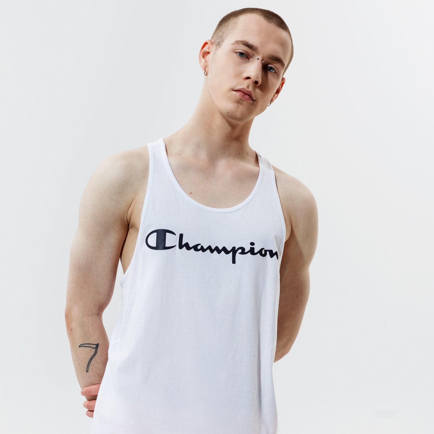 Koszulka, t-shirt sportowy męski CHAMPION TANK TANK TOP 214145WW001 BIAŁY
